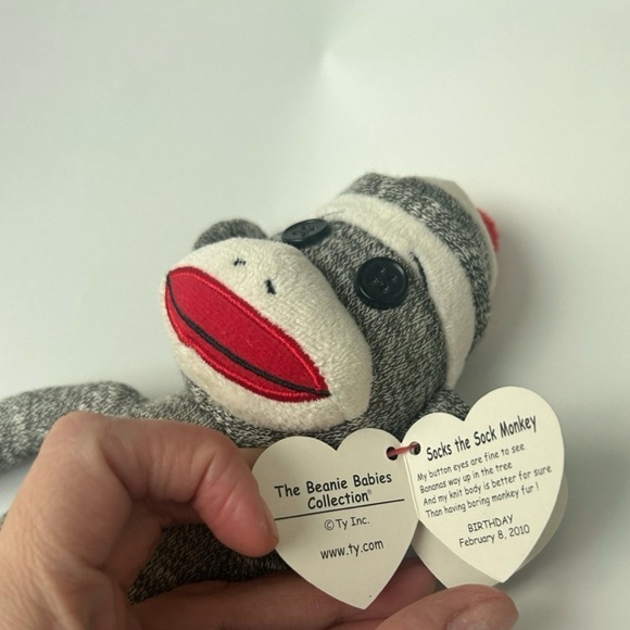 Ty beanie baby socks the sock monkey Plush - Picture 5 of 6